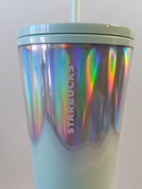 Starbucks 2020 Iridescent Rainbow Tumbler with Mint Accents 24oz
